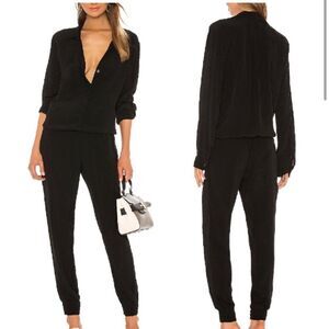 Monrow black button down jumpsuit Sz XS